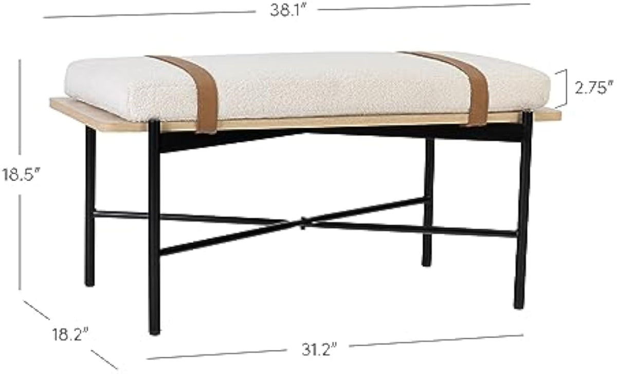 Boucle Upholstered Entryway Bench