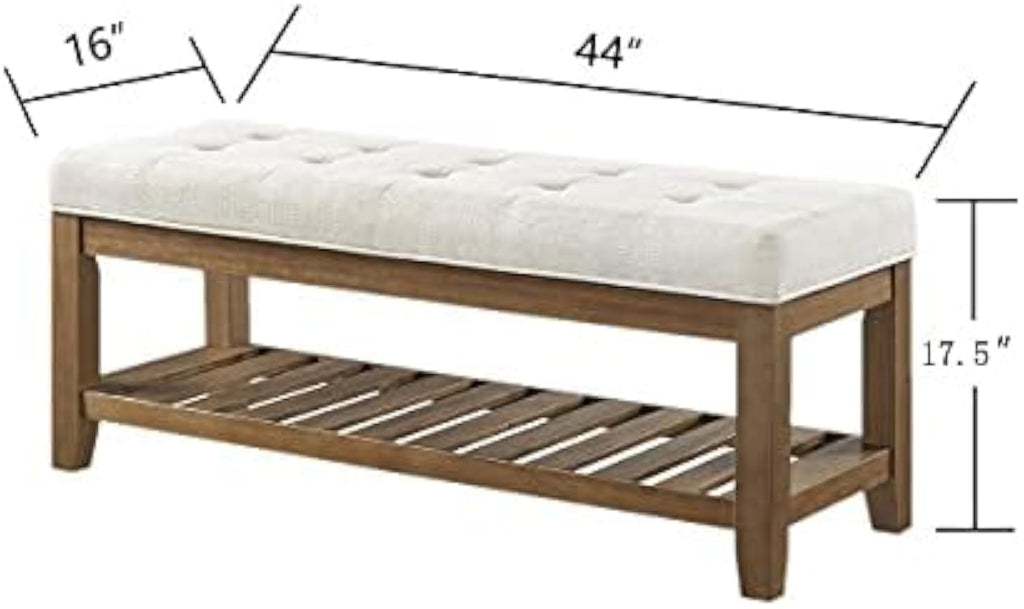 Tufted Linen Ottoman Storage Bench