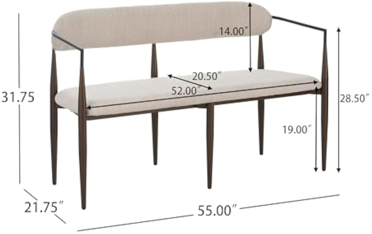 Modern Metal‑Frame Upholstered Loveseat Settee