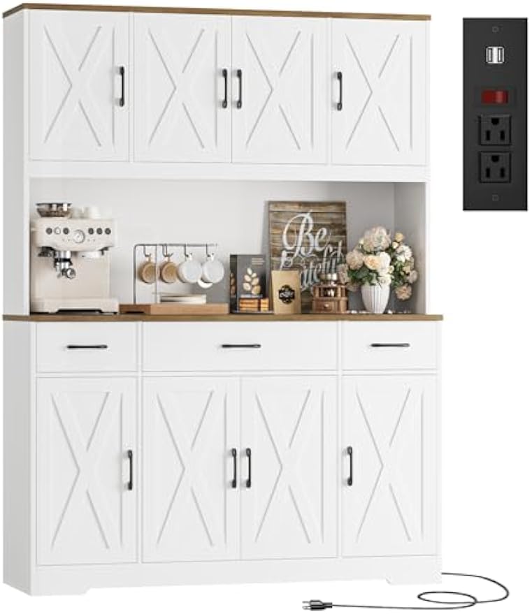 Farmhouse Kitchen Pantry Hutch Cabinet