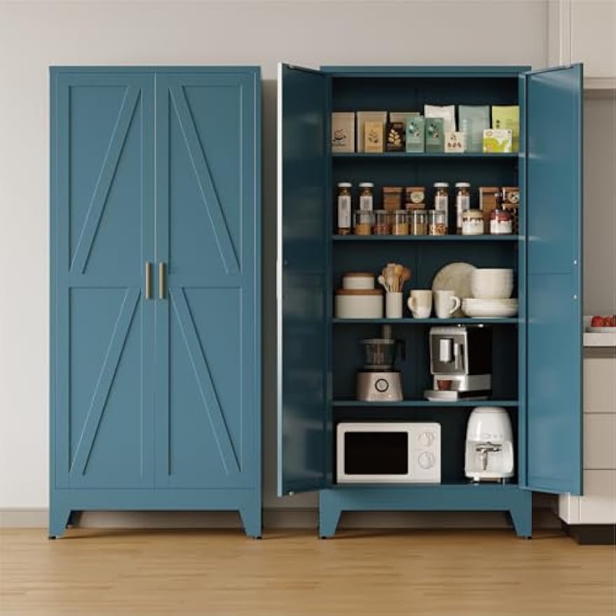 Farmhouse Metal Kitchen Pantry Cabinet