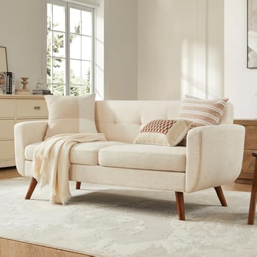 Mid‑Century Tufted Loveseat Sofa