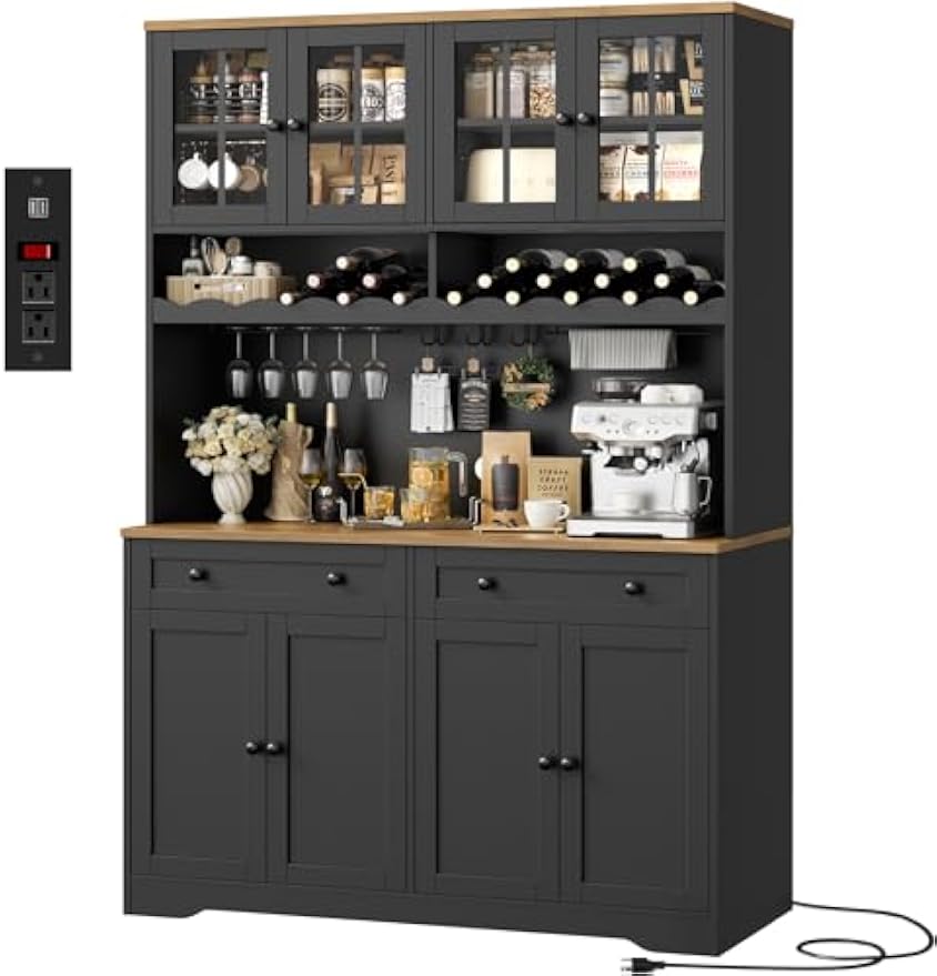 75" Tall Kitchen Pantry Storage Coffee Bar Hutch Cabinet