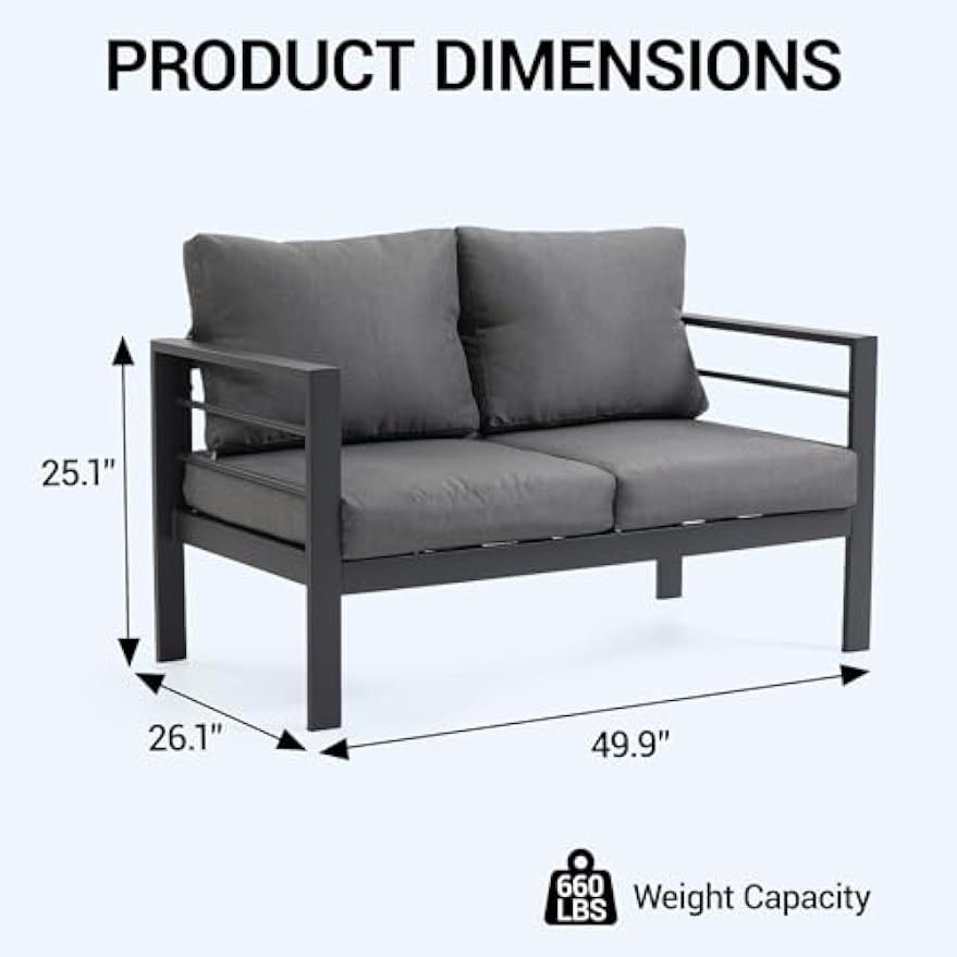 All‑Weather Steel‑Frame Patio Loveseat Sofa