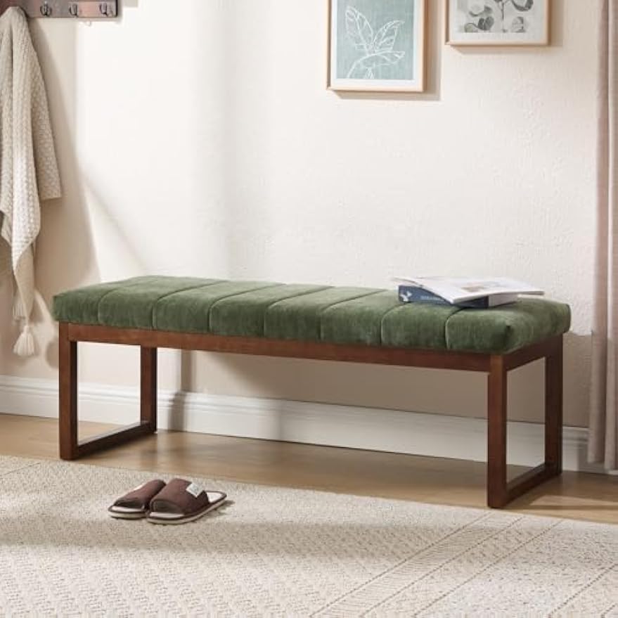 Modern Chenille Upholstered Bed Bench