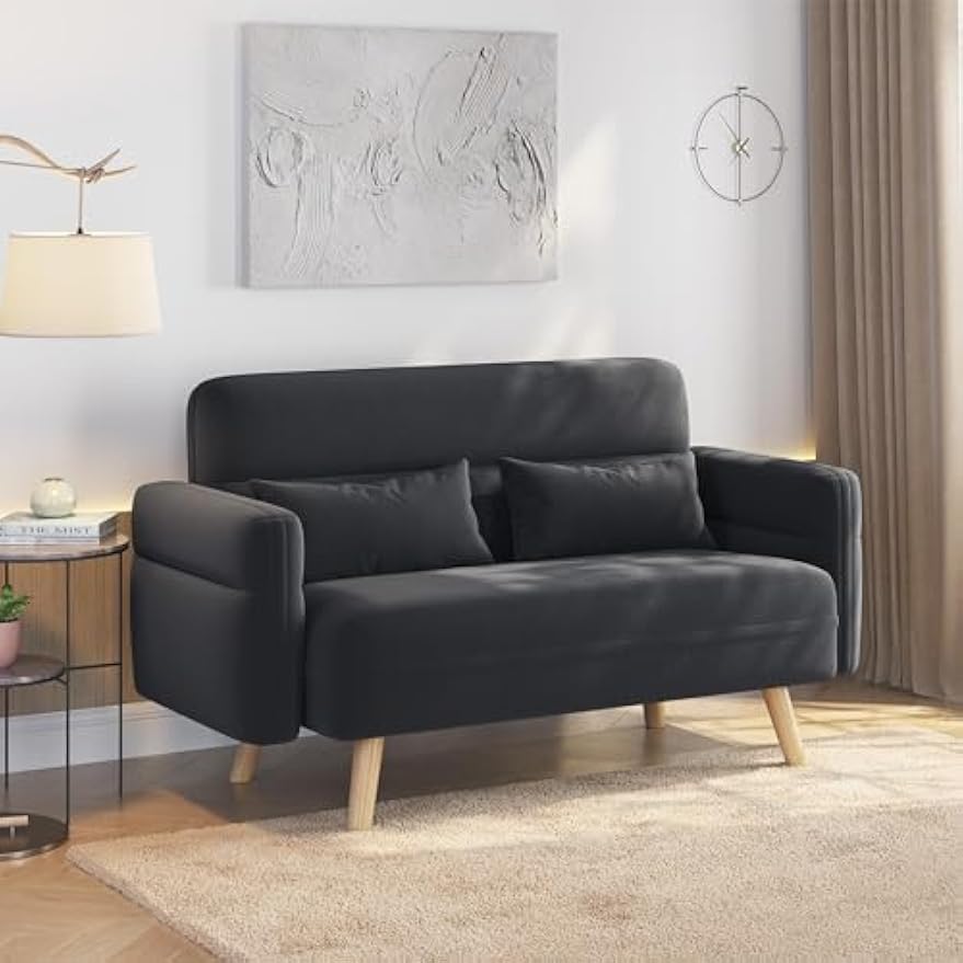 Mid‑Century Compact Fabric Loveseat Sofa