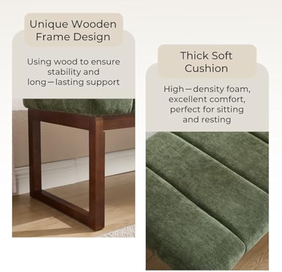 Modern Chenille Upholstered Bed Bench