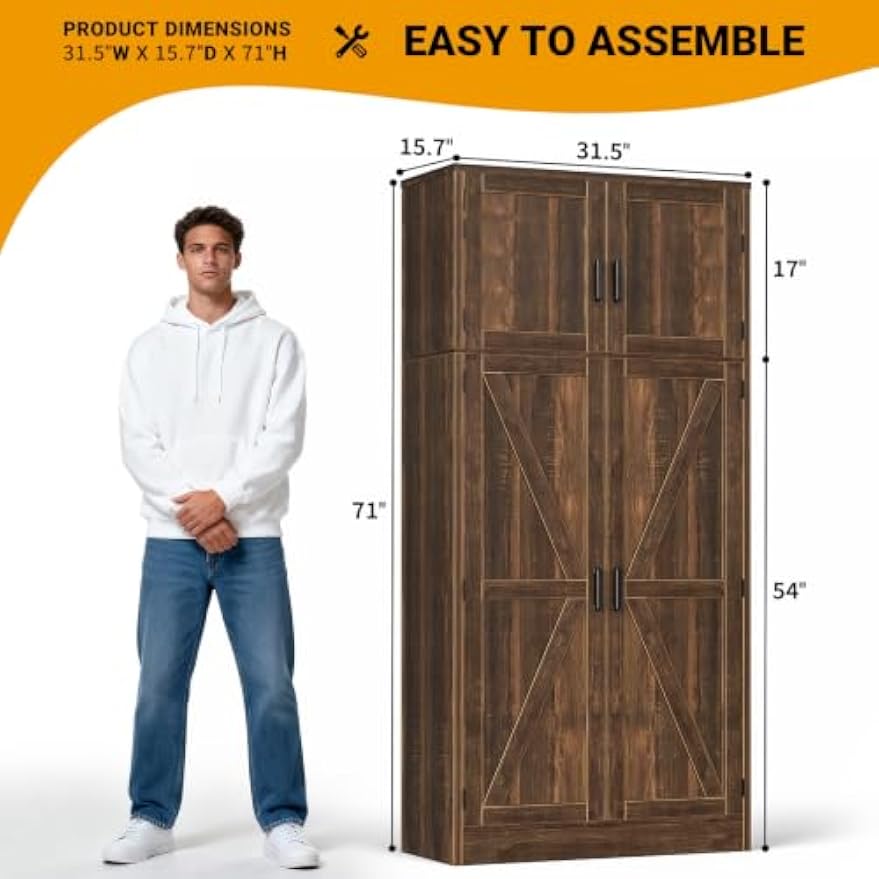 Farmhouse Tall Kitchen Pantry Cabinet
