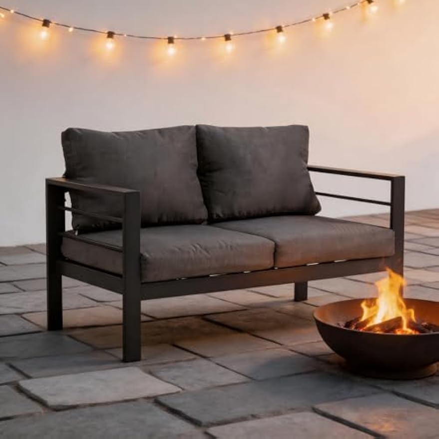 All‑Weather Steel‑Frame Patio Loveseat Sofa