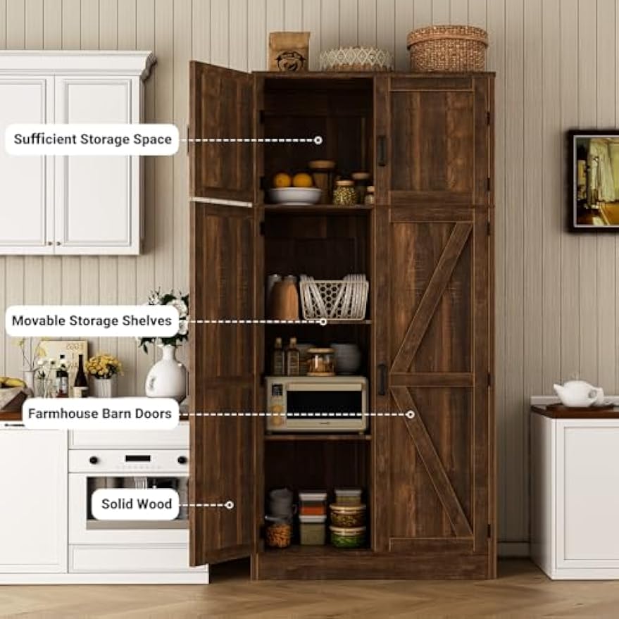 Farmhouse Tall Kitchen Pantry Cabinet
