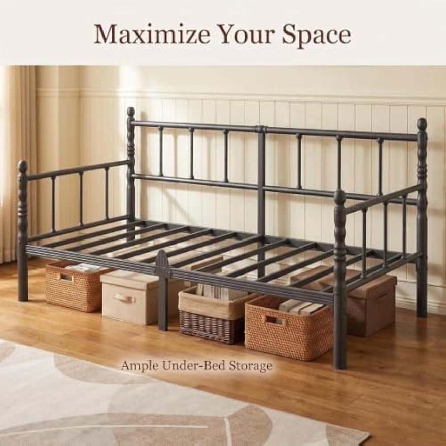 Classic Twin Metal Daybed Frame with Headboard