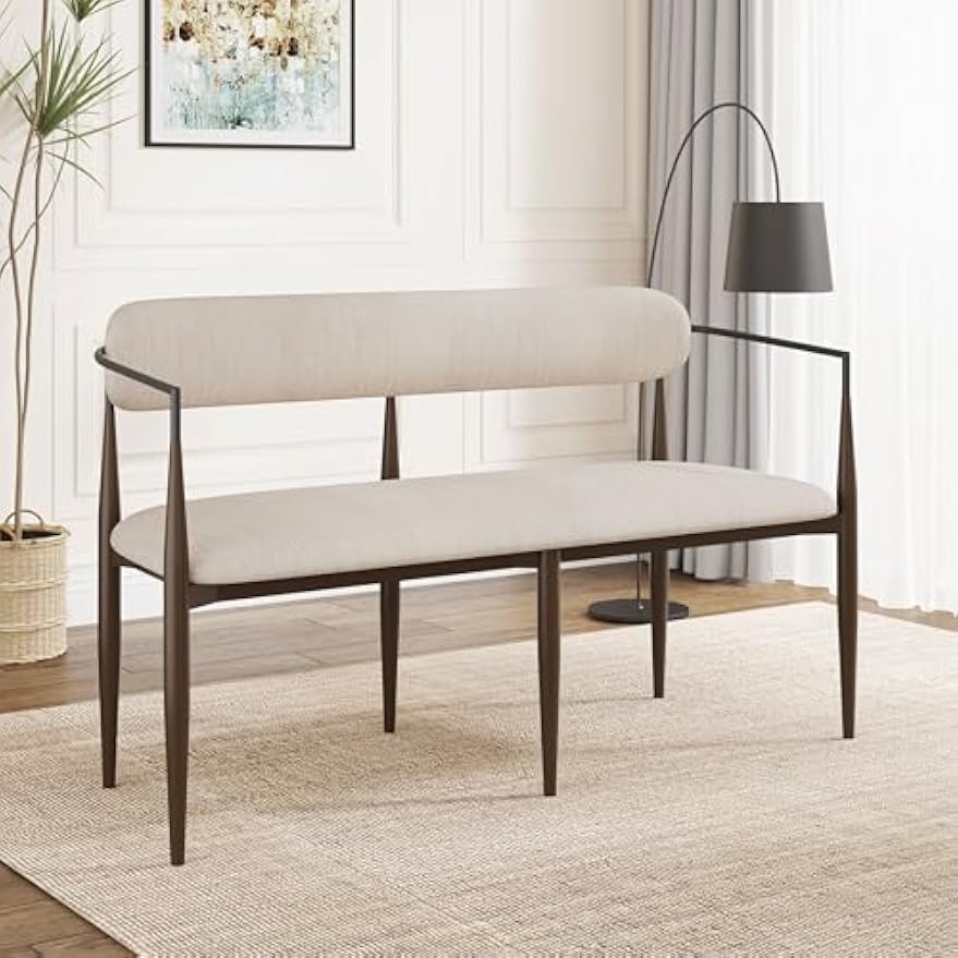 Modern Metal‑Frame Upholstered Loveseat Settee