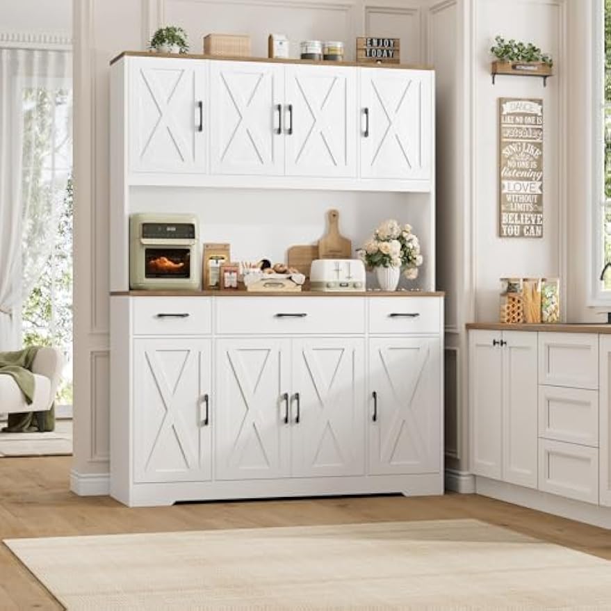 Farmhouse Kitchen Pantry Hutch Cabinet