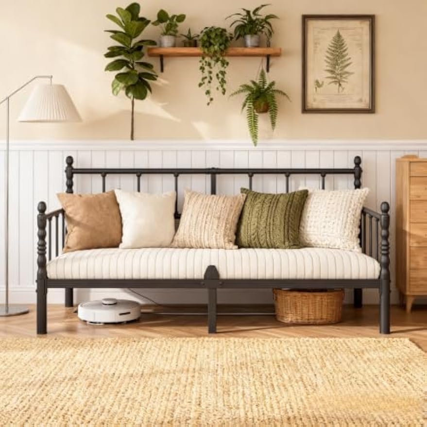 Classic Twin Metal Daybed Frame with Headboard