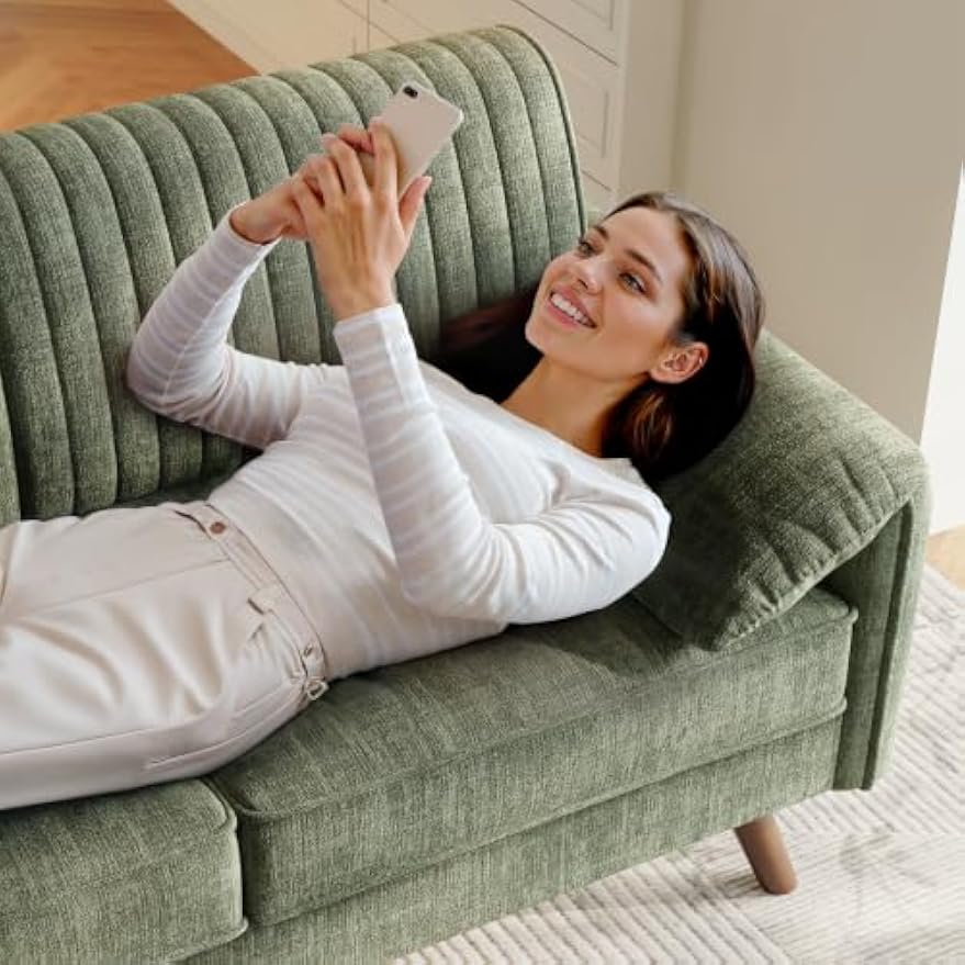 Modern Chenille Padded Loveseat Sofa