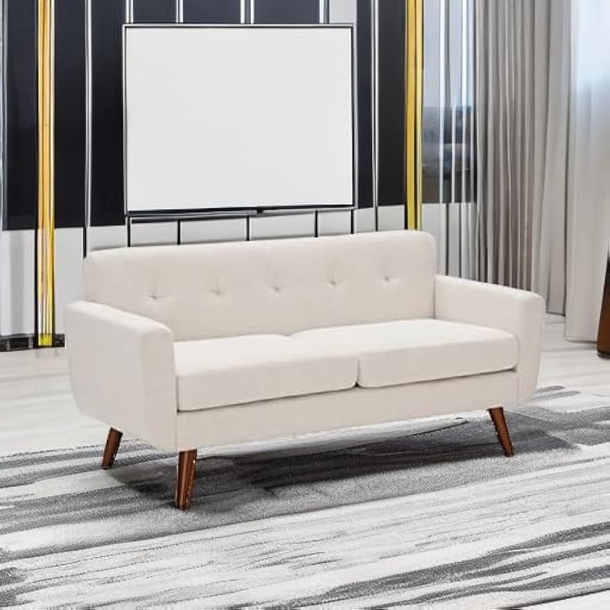 Mid‑Century Tufted Loveseat Sofa