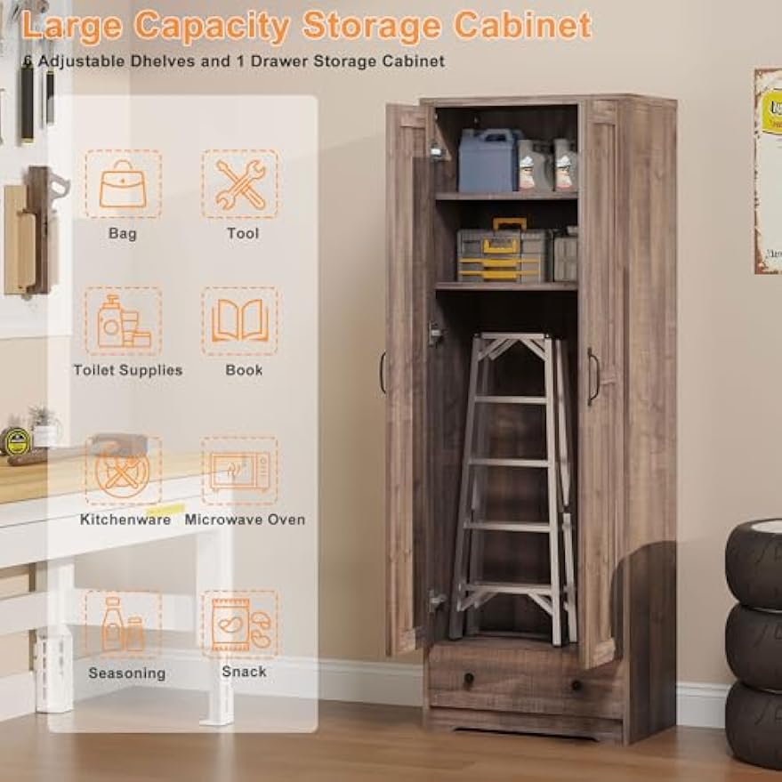 Tall Freestanding Pantry Storage Cabinet