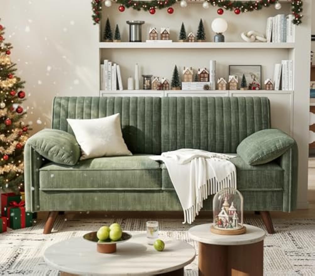 Modern Chenille Padded Loveseat Sofa