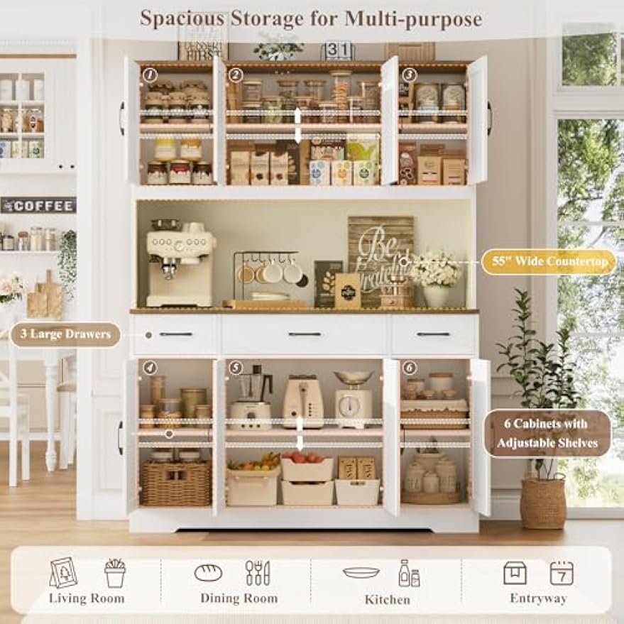 Farmhouse Kitchen Pantry Hutch Cabinet