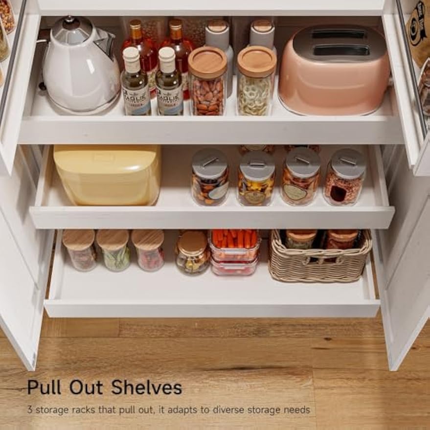 71" Farmhouse Freestanding Kitchen Pantry Storage Cabinet