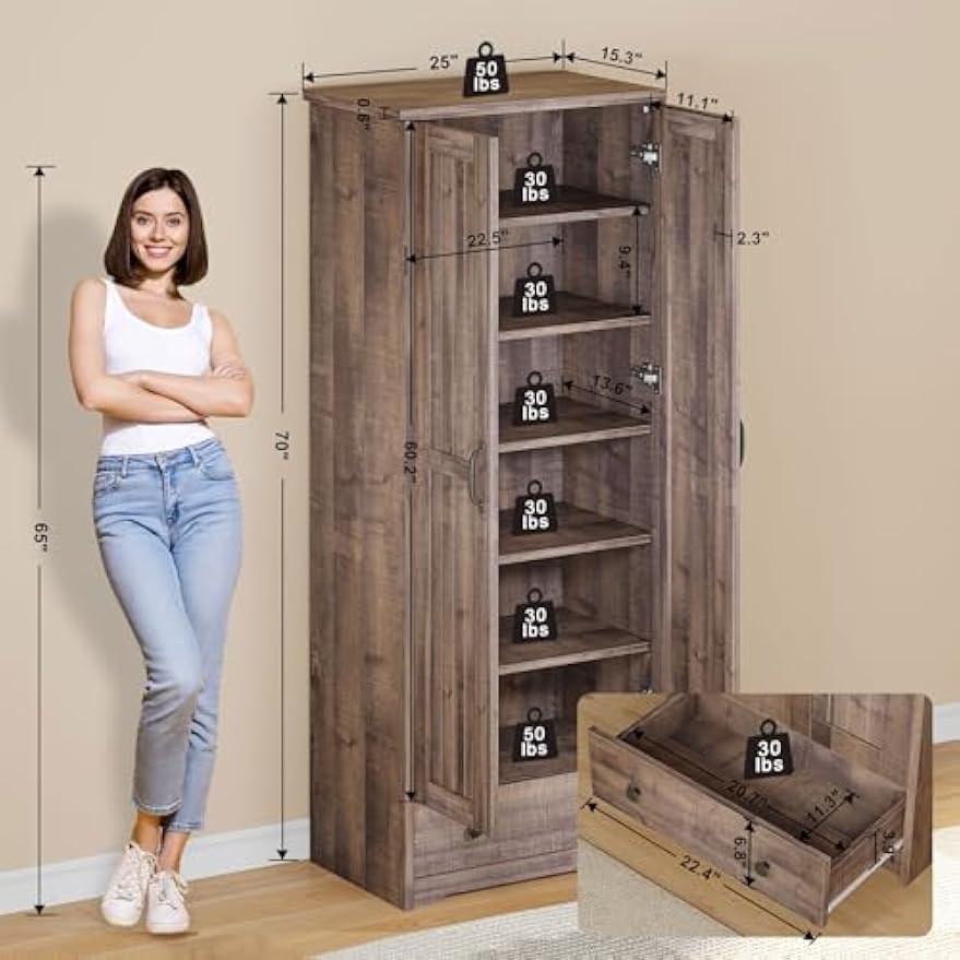 Tall Freestanding Pantry Storage Cabinet