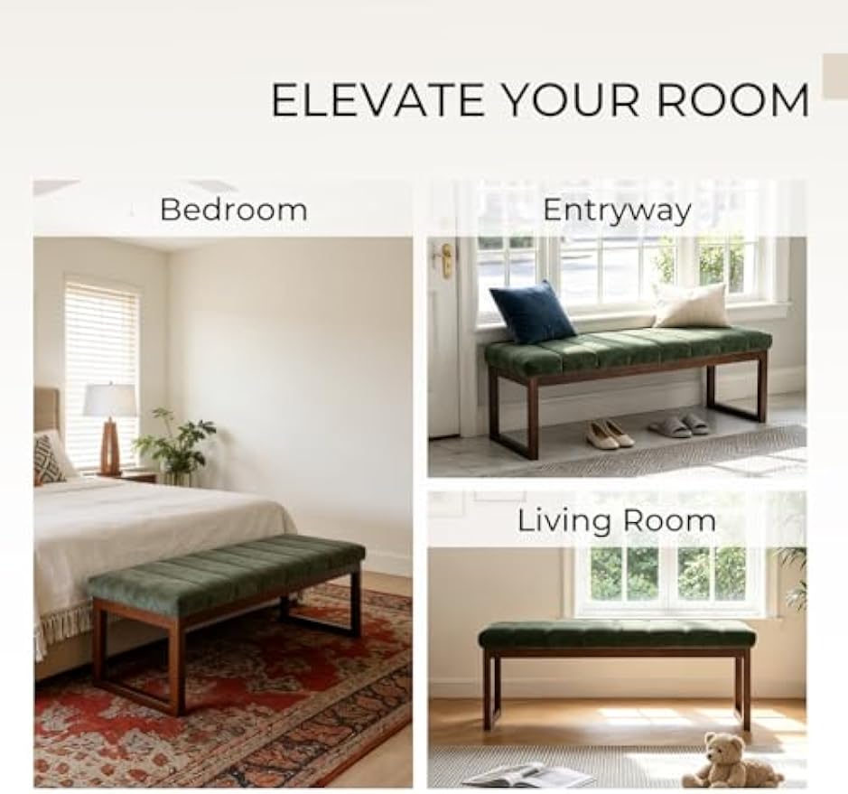 Modern Chenille Upholstered Bed Bench
