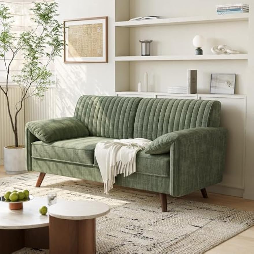 Modern Chenille Padded Loveseat Sofa