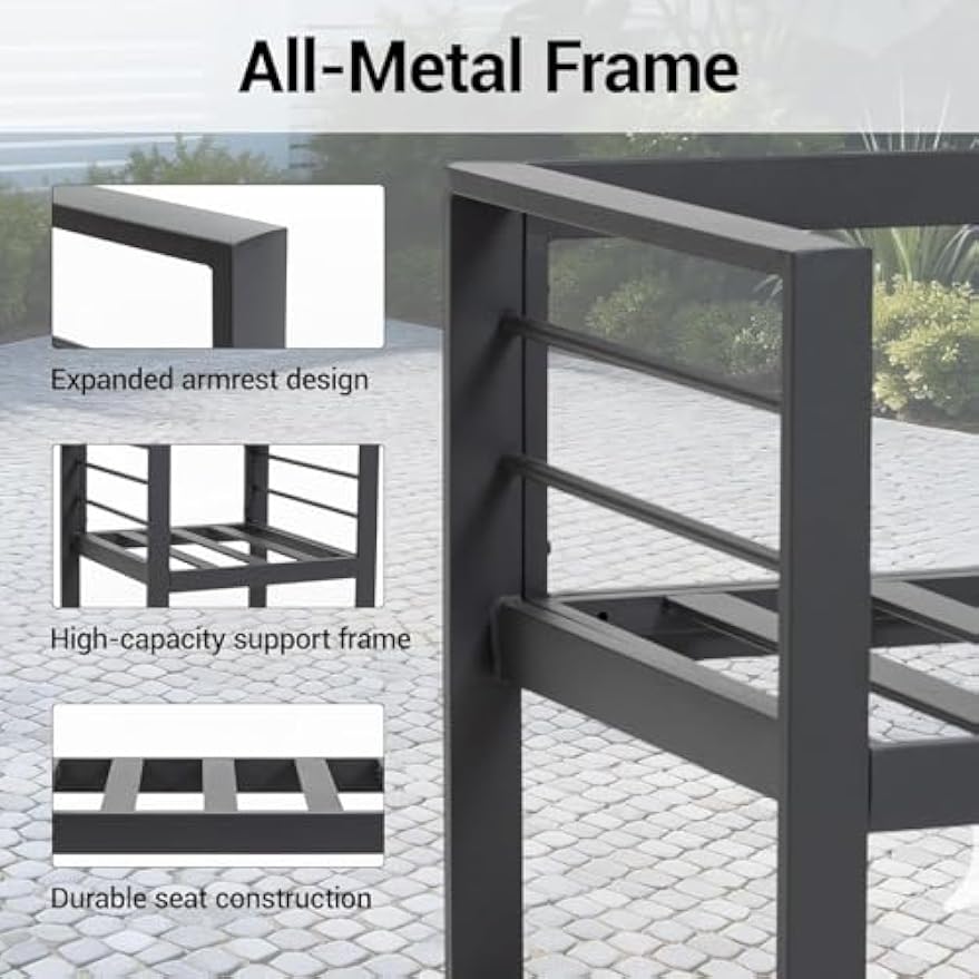 All‑Weather Steel‑Frame Patio Loveseat Sofa