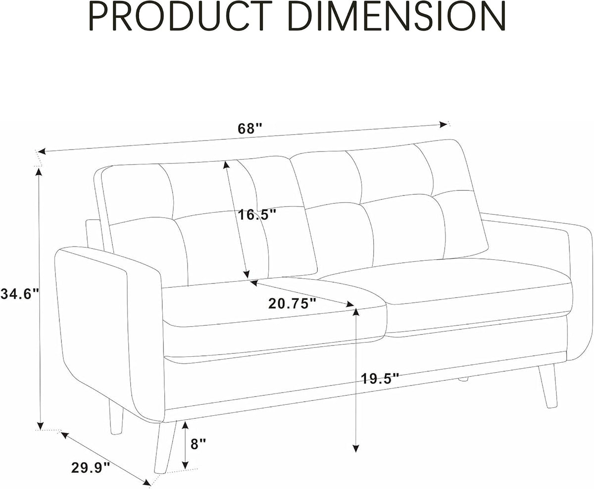 Modern Tufted Upholstered Loveseat Sofa