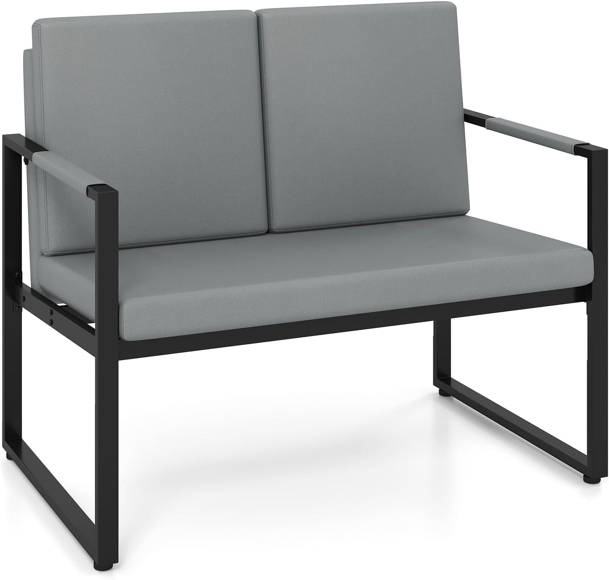 Modern Industrial Faux‑Leather Loveseat Sofa
