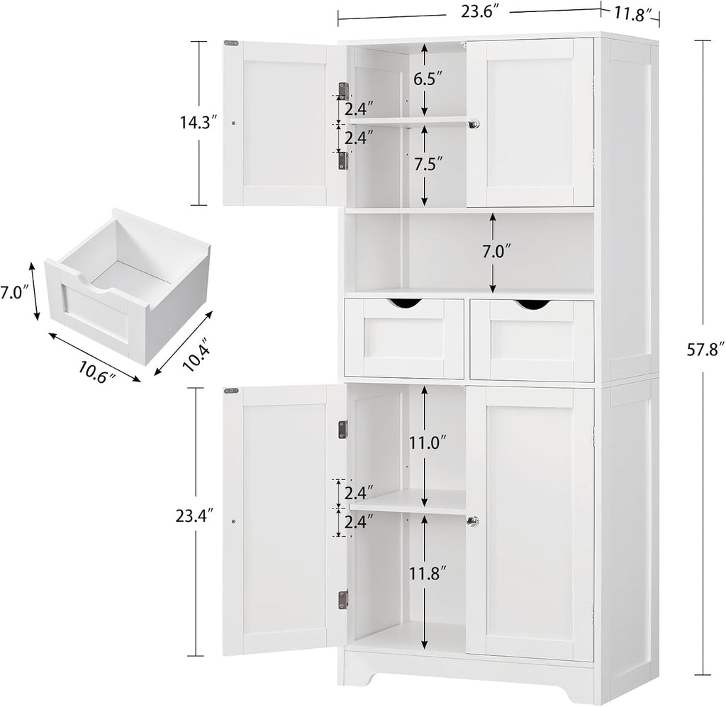 Freestanding Bathroom Pantry Storage Cabinet