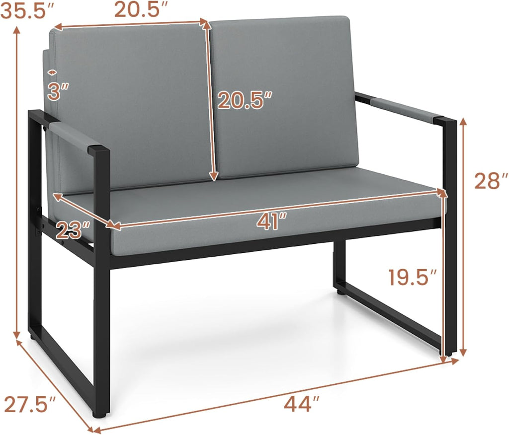Modern Industrial Faux‑Leather Loveseat Sofa