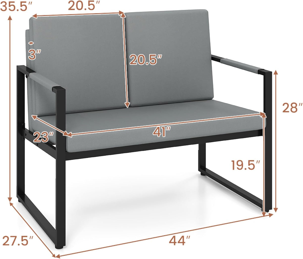 Modern Industrial Faux‑Leather Loveseat Sofa