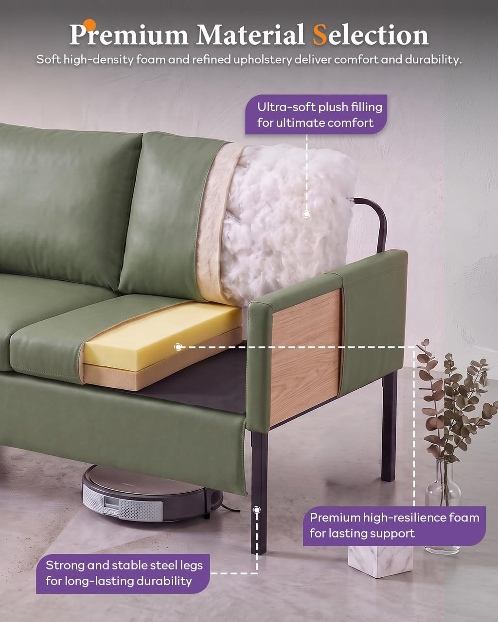 Faux Leather 2‑Seater Loveseat Sofa