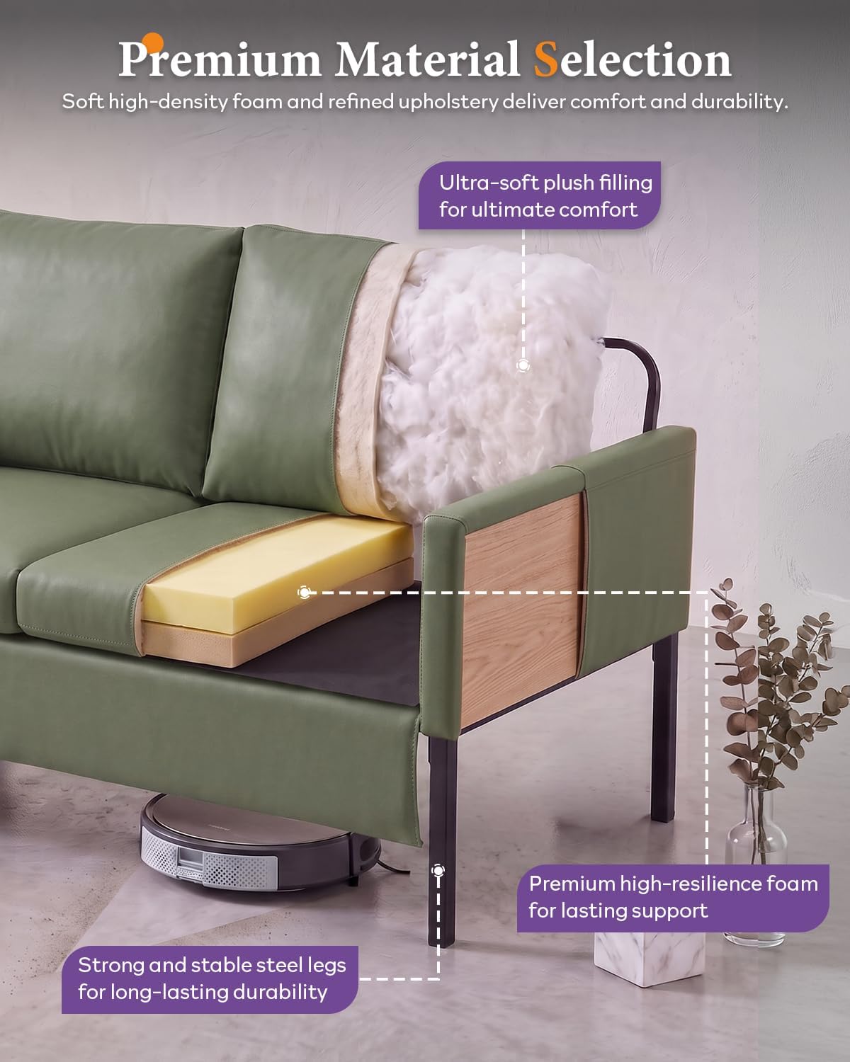 Faux Leather 2‑Seater Loveseat Sofa