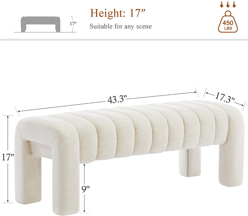 Modern Linen Upholstered Bed Bench