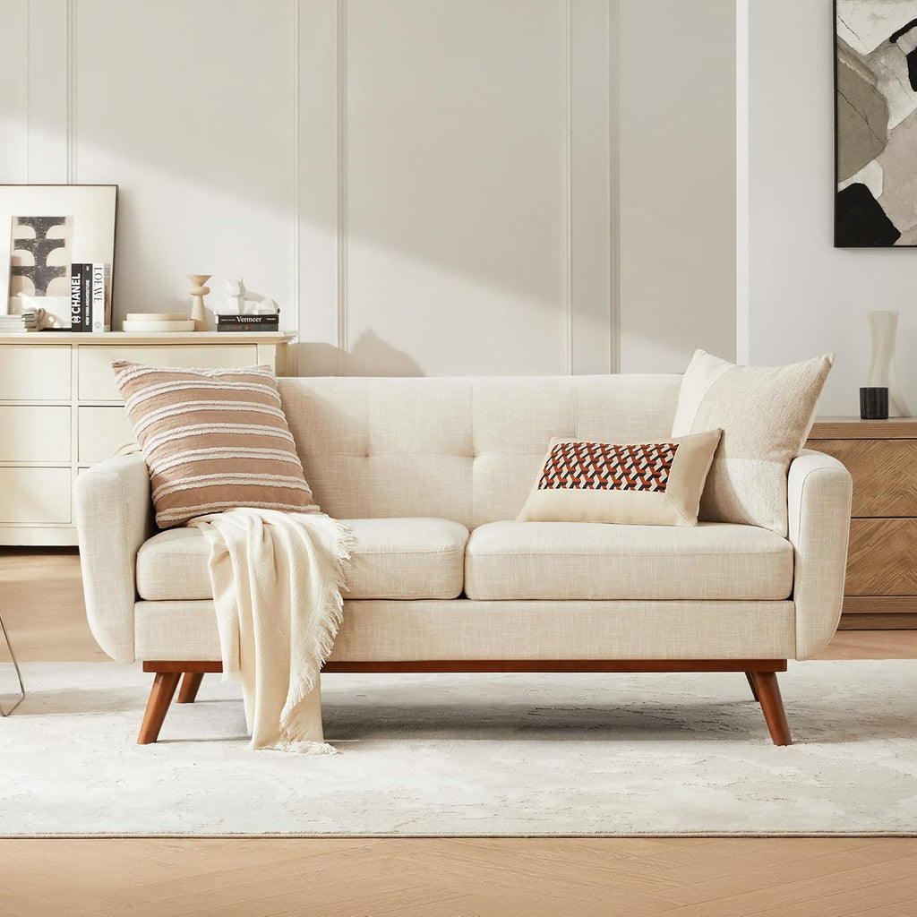 Mid‑Century Tufted Loveseat Sofa