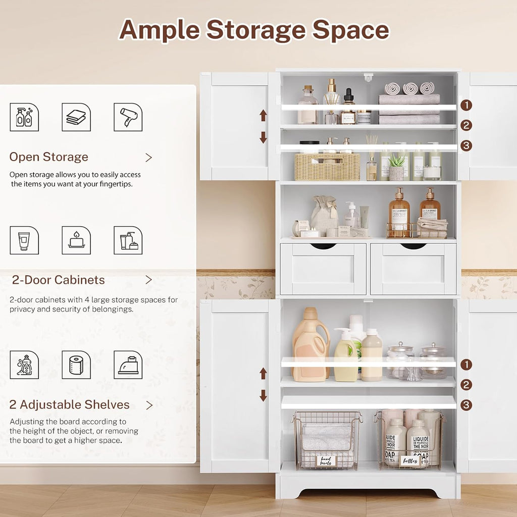 Freestanding Bathroom Pantry Storage Cabinet