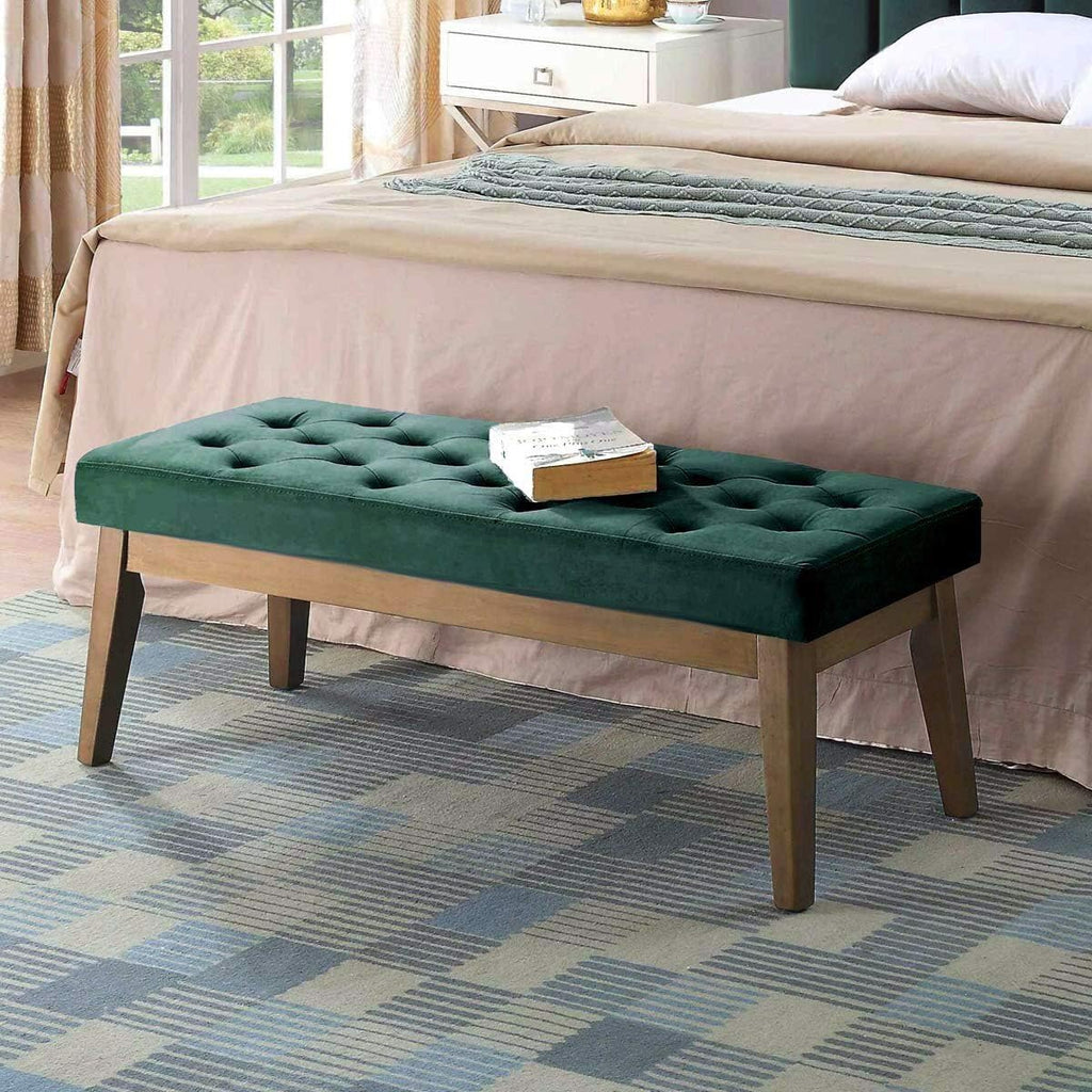 Tufted Velvet Upholstered Entryway Bench