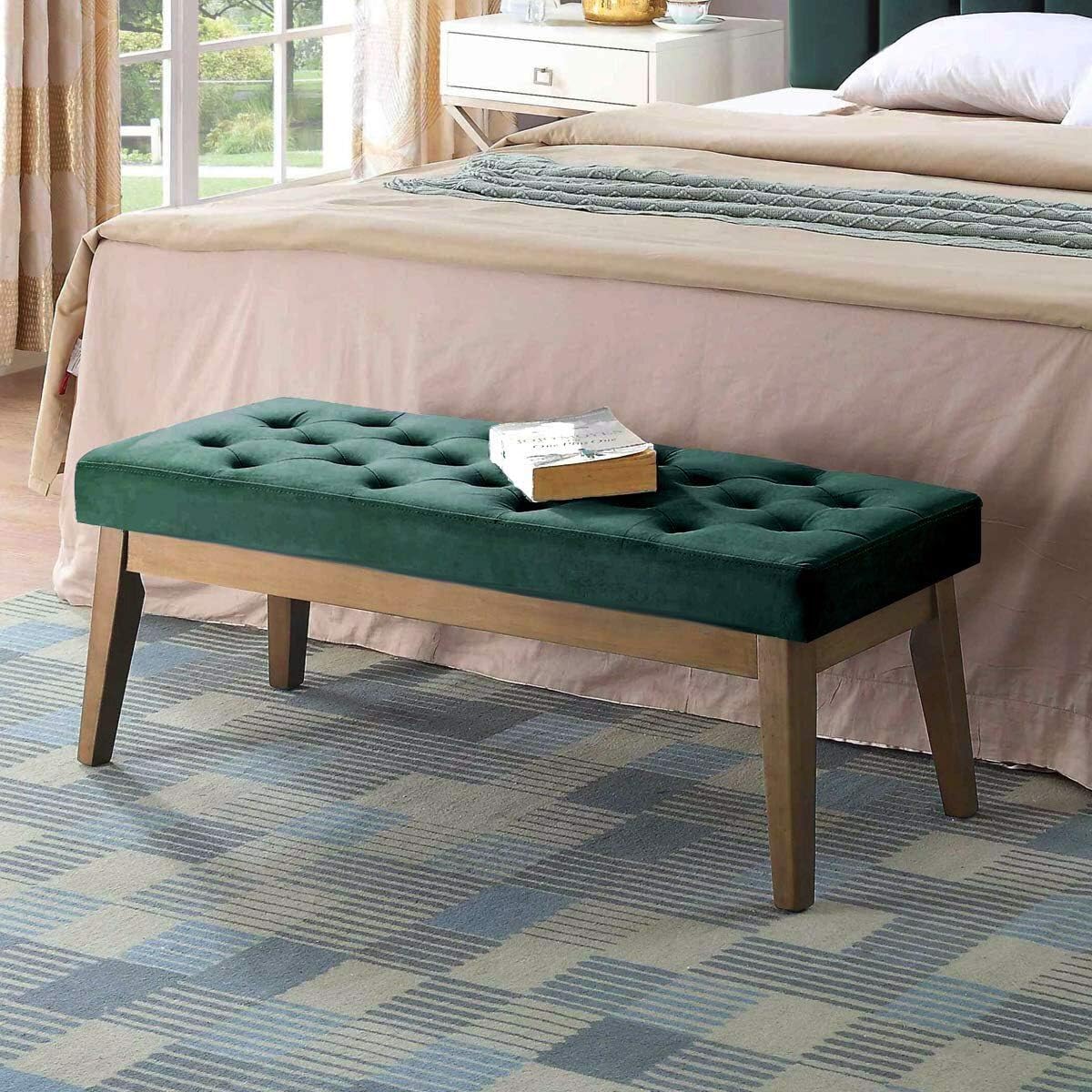 Tufted Velvet Upholstered Entryway Bench