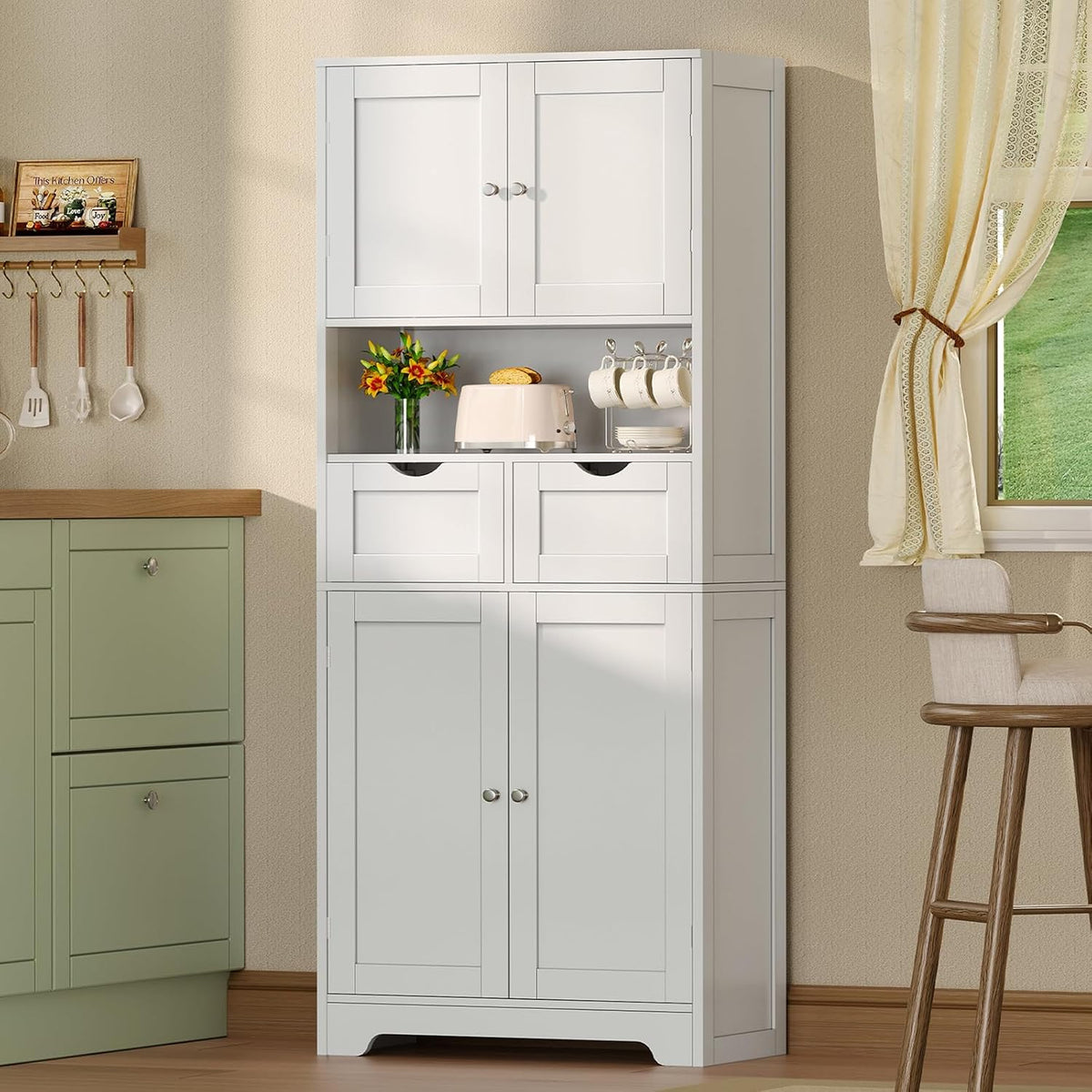 Freestanding Bathroom Pantry Storage Cabinet