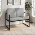 Modern Industrial Faux‑Leather Loveseat Sofa