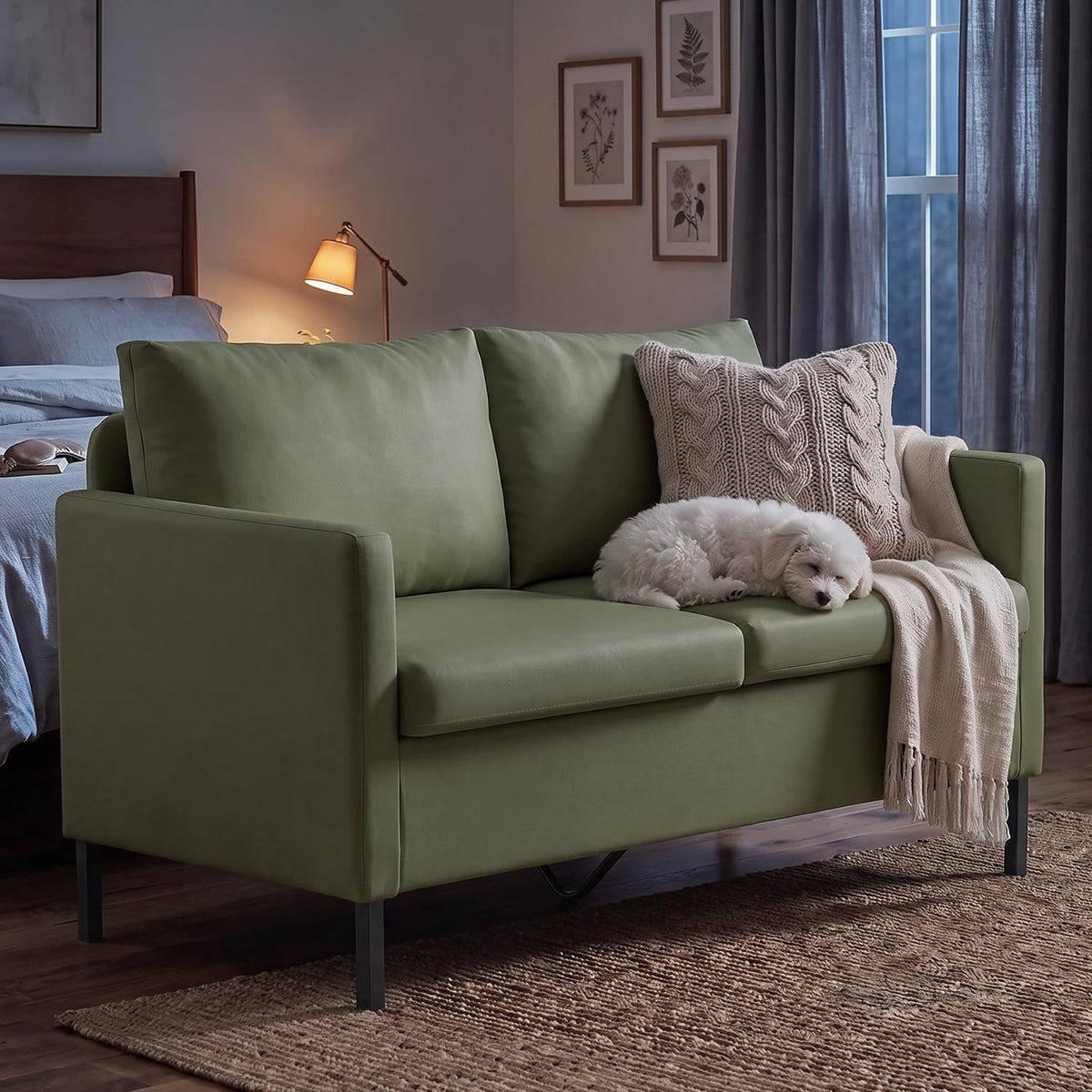 Faux Leather 2‑Seater Loveseat Sofa