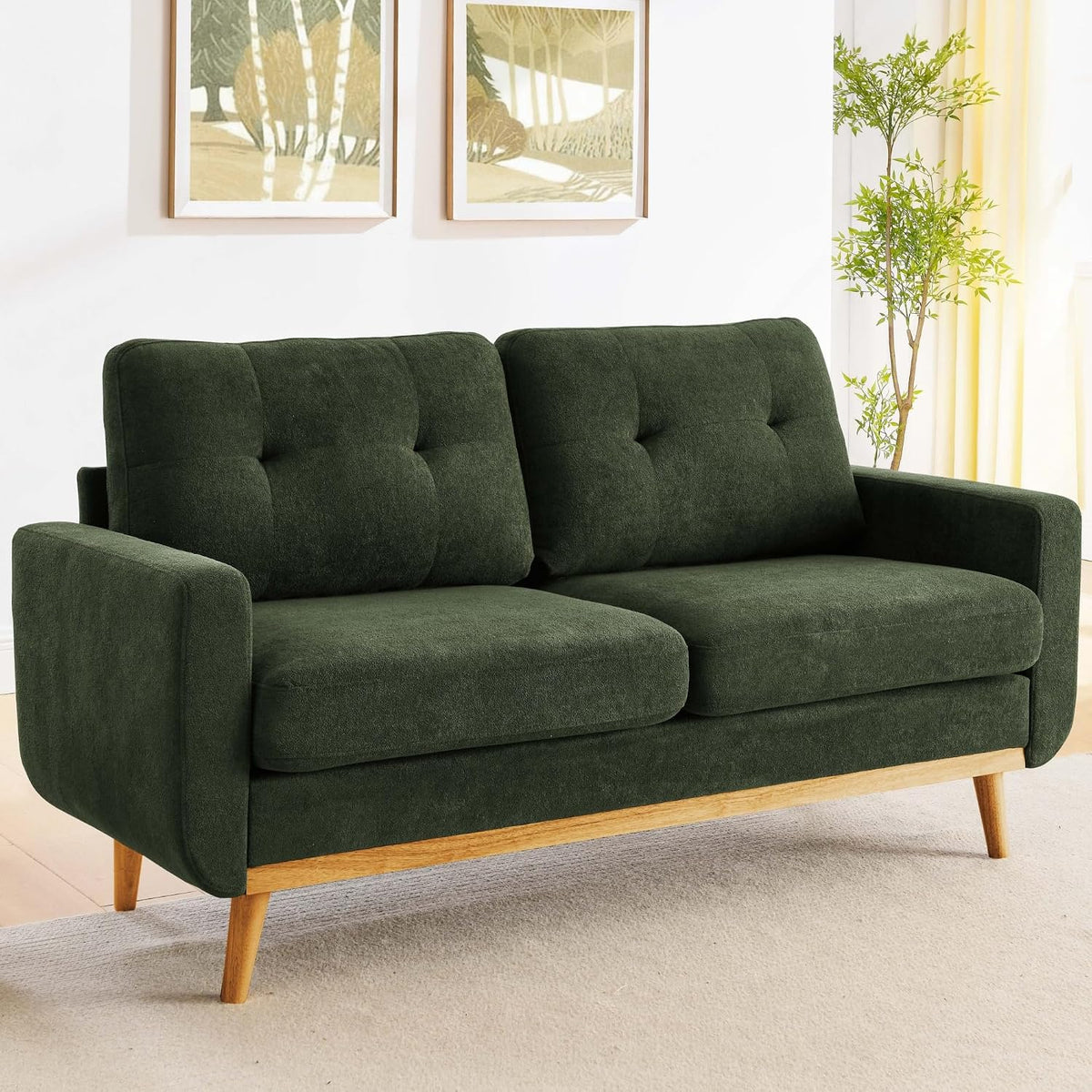 Modern Tufted Upholstered Loveseat Sofa