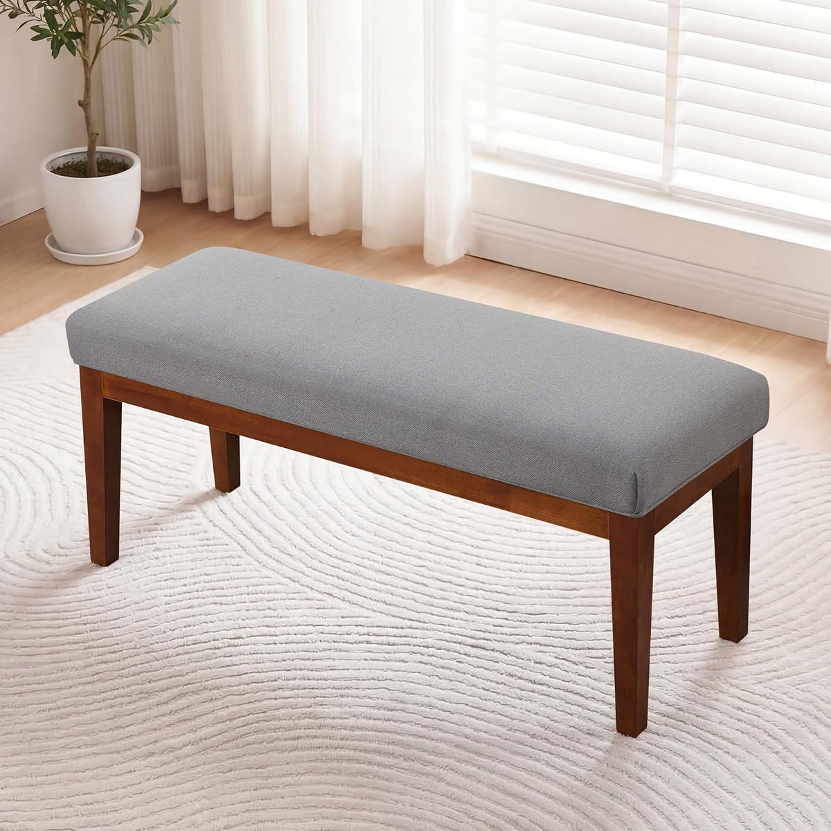 Linen Upholstered Entryway Bed Bench
