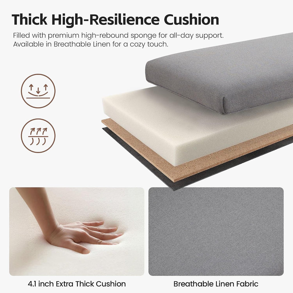 Linen Upholstered Entryway Bed Bench