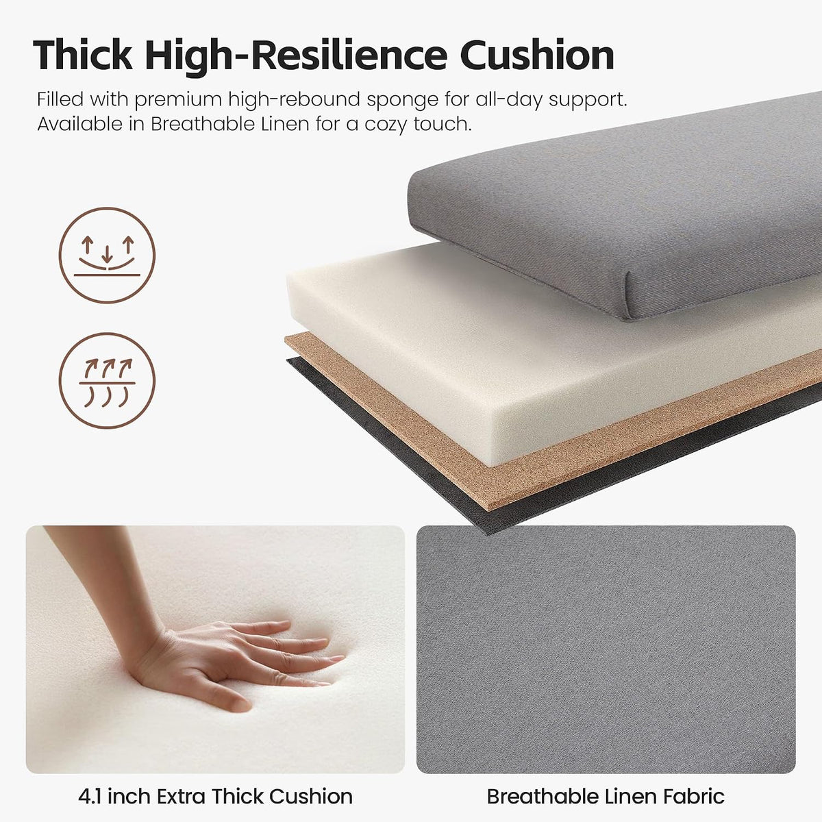 Linen Upholstered Entryway Bed Bench