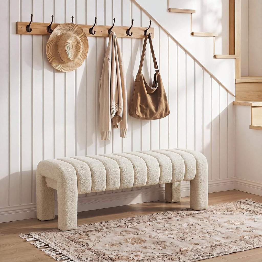 Modern Linen Upholstered Bed Bench