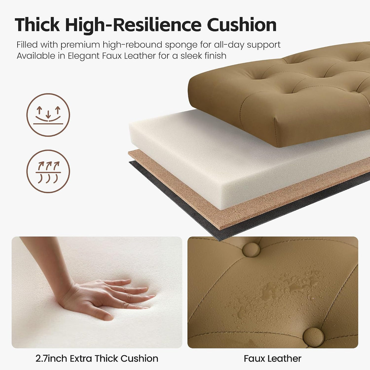 Tufted Upholstered Entryway Bed Bench