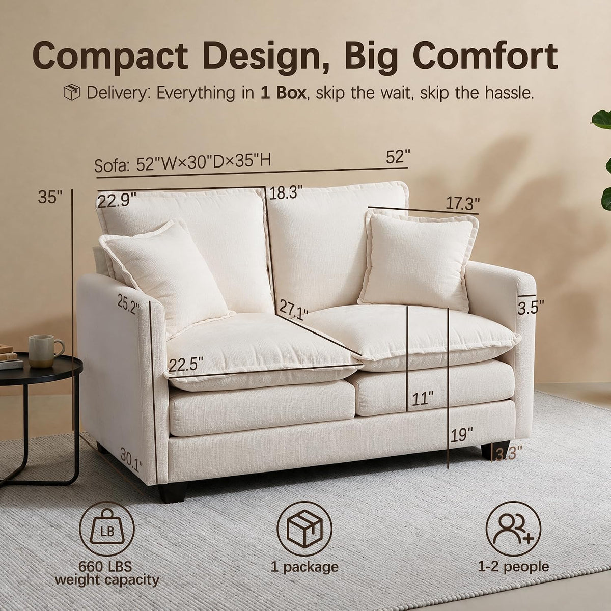 Modern Chenille Cloud Loveseat Sofa